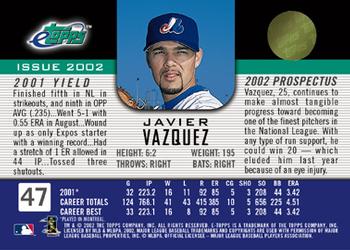 2002 Topps eTopps #47 Javier Vazquez Back