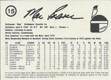 1977 Indianapolis Indians #15 Mac Scarce Back