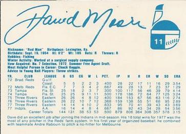 1978 Indianapolis Indians #11 Dave Moore Back
