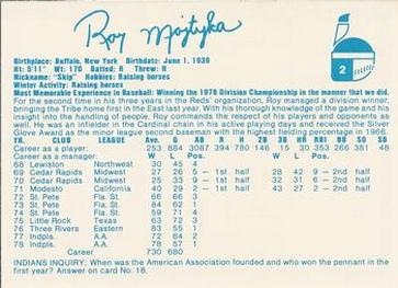 1979 Indianapolis Indians #2 Roy Majtyka Back