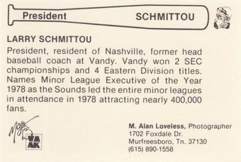1979 Nashville Sounds #NNO Larry Schmittou Back