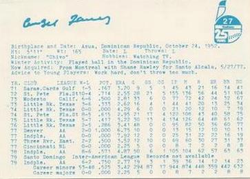 1980 Indianapolis Indians #27 Angel Torres Back