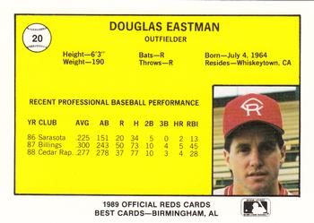 1989 Best Cedar Rapids Reds #20 Doug Eastman Back