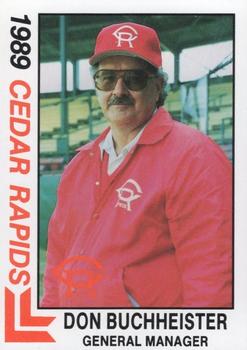 1989 Best Cedar Rapids Reds #24 Don Buchheister Front
