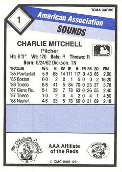 1989 CMC Nashville Sounds #1 Charlie Mitchell Back