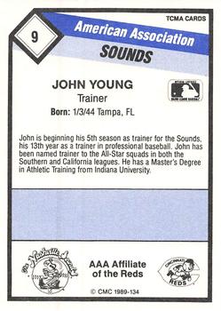 1989 CMC Nashville Sounds #9 John Young Back