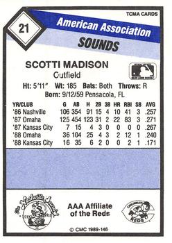 1989 CMC Nashville Sounds #21 Scotti Madison Back