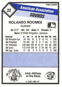 1989 CMC Nashville Sounds #22 Rolando Roomes Back