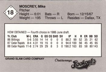 1989 Grand Slam Chattanooga Lookouts #18 Mike Moscrey Back
