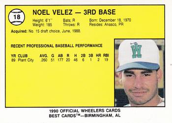 1990 Best Charleston Wheelers #18 Noel Velez Back
