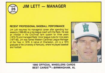 1990 Best Charleston Wheelers #26 Jim Lett Back