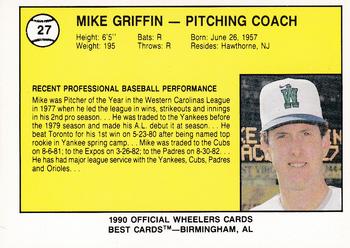 1990 Best Charleston Wheelers #27 Mike Griffin Back