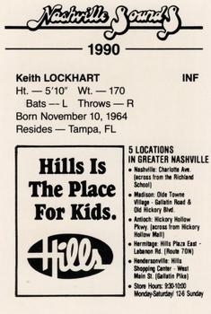 1990 Nashville Sounds #15 Keith Lockhart Back