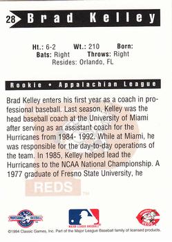 1994 Classic Best Princeton Reds #28 Brad Kelley Back