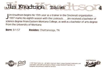 1997 Best Chattanooga Lookouts #4 Jim Knudtson Back