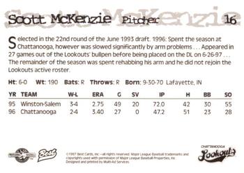 1997 Best Chattanooga Lookouts #16 Scott McKenzie Back