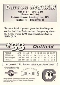 1998 Grandstand Chattanooga Lookouts #NNO Darron Ingram Back