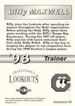 1998 Grandstand Chattanooga Lookouts #NNO Billy Maxwell Back