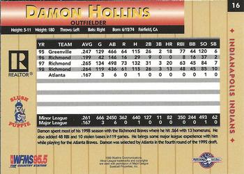 1999 Blueline Indianapolis Indians #16 Damon Hollins Back