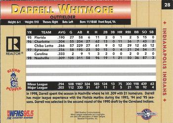 1999 Blueline Indianapolis Indians #28 Darrell Whitmore Back