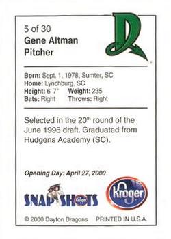 2000 Kroger Dayton Dragons #5 Gene Altman Back