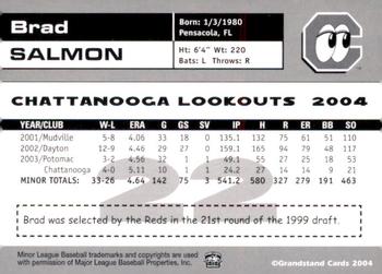 2004 Grandstand Chattanooga Lookouts #NNO Brad Salmon Back