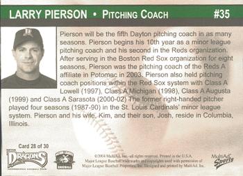 2004 MultiAd Dayton Dragons #28 Larry Pierson Back