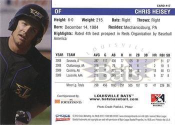 2010 Choice Louisville Bats #17 Chris Heisey Back