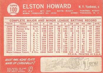 1964 Topps #100 Elston Howard Back