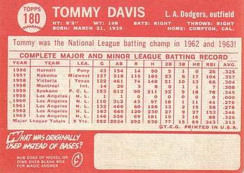 1964 Topps #180 Tommy Davis Back