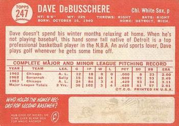 1964 Topps #247 Dave DeBusschere Back