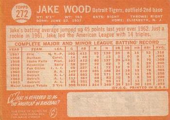 1964 Topps #272 Jake Wood Back