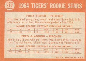 1964 Topps #312 Tigers 1964 Rookie Stars (Fritz Fisher / Fred Gladding) Back