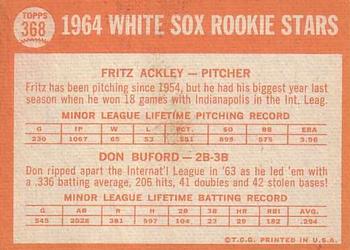 1964 Topps #368 White Sox 1964 Rookie Stars (Fritz Ackley / Don Buford) Back