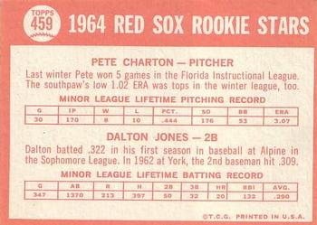 1964 Topps #459 Red Sox 1964 Rookie Stars (Pete Charton / Dalton Jones) Back