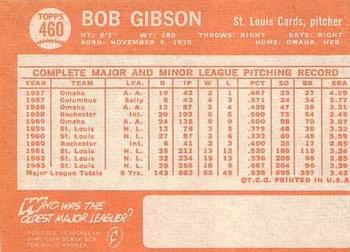 1964 Topps #460 Bob Gibson Back