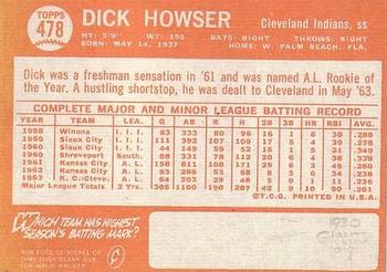 1964 Topps #478 Dick Howser Back