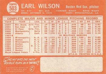 1964 Topps #503 Earl Wilson Back