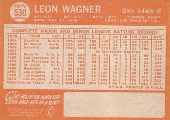 1964 Topps #530 Leon Wagner Back