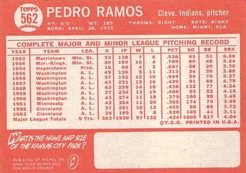 1964 Topps #562 Pedro Ramos Back