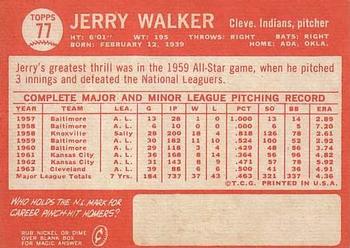 1964 Topps #77 Jerry Walker Back