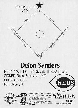 1998 Kenner Starting Lineup Cards #546354 Deion Sanders Back