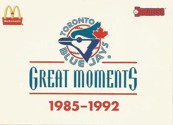 1993 Donruss McDonald's Toronto Blue Jays Great Moments #36 Checklist Front