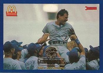 1993 Donruss McDonald's Toronto Blue Jays Great Moments #8 1990-First No-Hitter (Dave Stieb) Front
