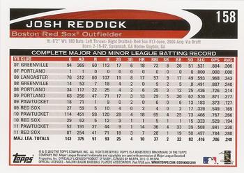 2012 Topps #158 Josh Reddick Back