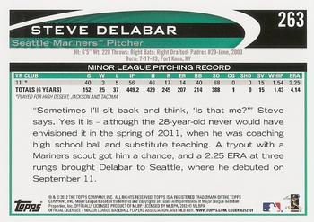 2012 Topps #263 Steve Delabar Back