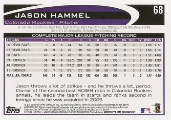 2012 Topps #68 Jason Hammel Back