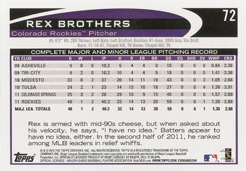 2012 Topps #72 Rex Brothers Back