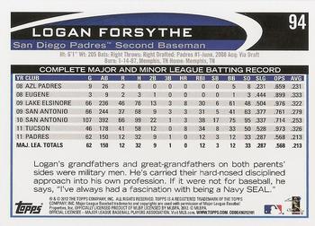 2012 Topps #94 Logan Forsythe Back