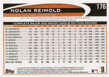 2012 Topps #176 Nolan Reimold Back